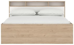 Двойно легло от дъбов декор с място за съхранение без ламелно дъно в естествен цвят 160x200 cm Ikast – Tvilum
