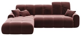 Тъмнорозов кадифен диван Devichy ъглов диван, ляв ъгъл Tous - devichy