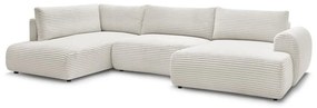Кремав разтегателен ъглов диван от рипсено кадифе (десен ъгъл/"U" форма) Lucien – Bobochic Paris