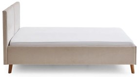 Бежово двойно легло 140x200 cm тапицирано с включена подматрачна рамка Piano – Meise Möbel