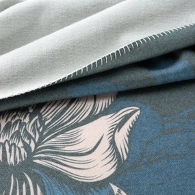 Луксозно акрилно одеяло със смел мотив на цветя - синьо Ширина: 150 см | Дължина: 200 см