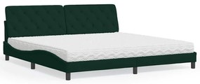 3208679 vidaXL Легло с матрак, тъмнозелено, 200x200 см, кадифе