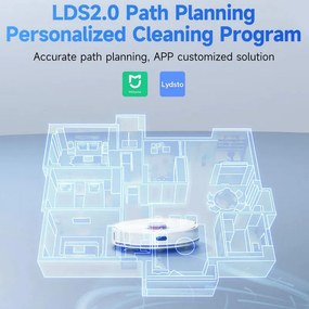 Прахосмукачка робот Xiaomi Lydsto W2, 50W, 5000 Pa, 0.35 л, Автоматична станция, Wi-Fi, Система против падане, Функция "График", HEPA, Бял