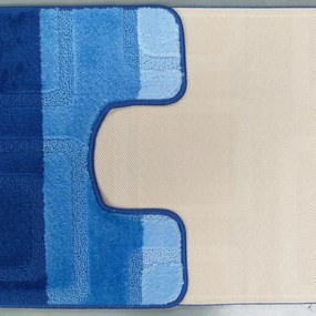 Сини нехлъзгави килимчета за баня 50 cm x 80 cm + 40 cm x 50 cm