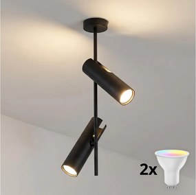 BRILAGI - LED RGBW димируем полилей на тръба BRANCH 2xGU10/6,5W/230V черен