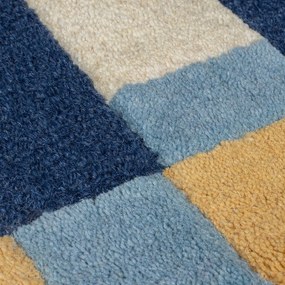 Син ръчно изработен вълнен килим 160x230 cm Kai Wool Border – Flair Rugs