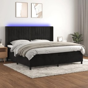 3139705 vidaXL Боксспринг легло с матрак и LED, черно, 200x200 см, кадифе