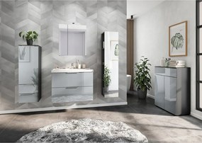 Сив гланцов стенен шкаф с мивка 81x65 cm Vasio – Germania