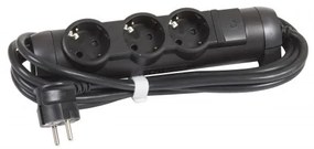 Legrand 694602 Разклонител 3х2P+E с кабел 3 метра, немски стандарт, Черен - 694602