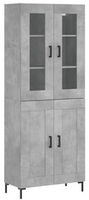 3198341 vidaXL Висок шкаф, бетонно сив, 69,5x34x180 см, инженерно дърво