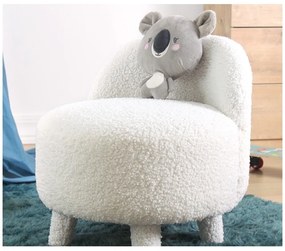 Бял детски фотьойл от плат букле Moouv – Artie