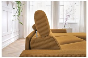 Разтегателен ъглов диван от рипсено кадифе в цвят горчица (променлив) Monaco – Bobochic Paris