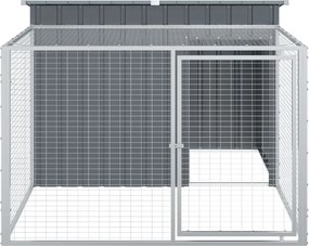 Кучешка къща с волиера, антрацит, 153x194x110 см, стомана