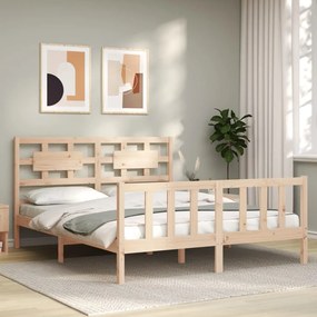 3192561 vidaXL Рамка за легло с табла 5FT King Size масивно дърво