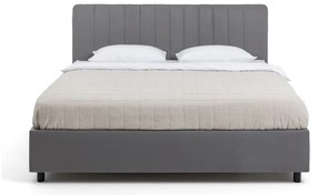 Сиво тапицирано двойно легло с място за съхранение и матрак с решетка 180x200 cm Myra Slim Line - Bonami Selection