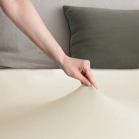 Бежов еластичен чаршаф от джърси 160x200 cm Amber – Restilo