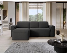 Антрацитен ъглов диван от прежда с примки от букле (ляв ъгъл) Ume – ELTAP