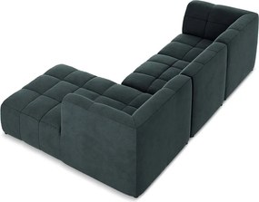 Син кадифен ъглов диван (десен ъгъл) Aloha – Makamii