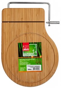 Бамбукова дъска за сирена кръгла с вграден нож 20x27,5x1,9см (A2052)