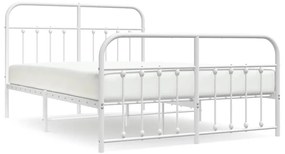 352647 vidaXL Метална рамка за легло с горна и долна табла, бяла, 150x200 см