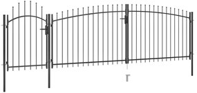 Градинска оградна порта с пики, 5x2 м, черна