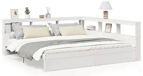 3324348 vidaXL Легло с етажерка за книги, без матрак, 160x200 см, бор масив
