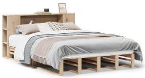 3323872 vidaXL Легло с етажерка за книги, без матрак, 120x200 см, дърво масив