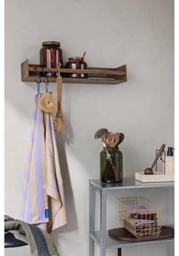 Кафява стенна закачалка от масивен дъб с рафт 60 cm Showcase – Mette Ditmer Denmark