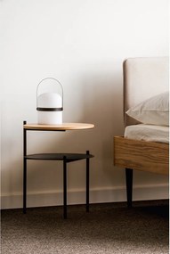 Черно/в естествен цвят нощно шкафче с дъбов плот Tu – noo.ma