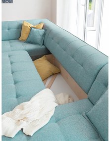 Тюркоаз разтегателен ъглов диван (ляв ъгъл/"U" форма) Dazzling Daisy – Miuform