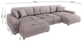 Светлорозов ъглов диван с място за съхранение от рипсено кадифе Sara – Ropez