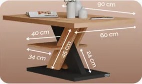 Модерна масичка за кафе Detroit - 90 x 60 x 45 cm Сив