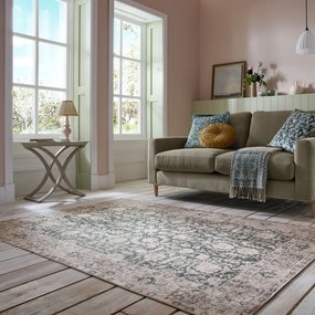 Зелен килим подходящ за пране 190x290 cm Beau Floral – Flair Rugs