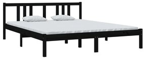 814898 vidaXL Рамка за легло, черна, дърво масив, 160х200 см