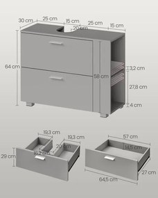 Шкаф за мивка VASAGLE 30 x 80 x 64 см - Сив