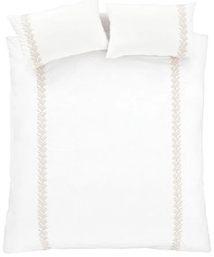 Бяло-бежово двойно памучно спално бельо 200x200 cm Embroidery Leaf – Bianca