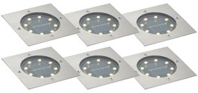Комплект от 6 квадратни алуминиеви вградени подови спотове с LED IP65 соларни - Тери