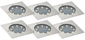 Комплект от 6 наземни прожектора алуминиеви квадратни с LED IP65 соларни - Terry