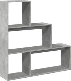 857988 vidaXL Разделител за стая/библиотека 3 нива бетонно сив 123x29x123 см