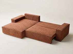 Шенилов сгъваем/с място за съхранение ъглов диван в меден цвят (ляв ъгъл) Maze – Maison de Rêve