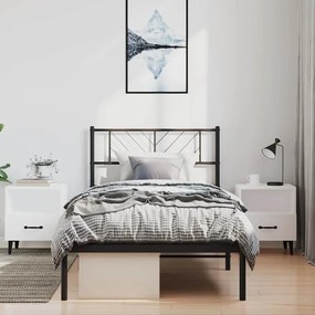 372174 vidaXL Метална рамка за легло с горна табла, черна, 100x200 см