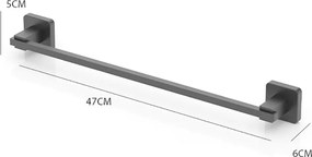 Закачалка за кърпи и хавлии TEKNO TEL TR MG 360B, 47х6х5 см, Закрепване с дюбел, Матово черно