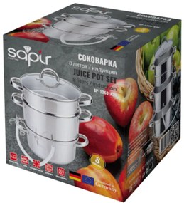 Соковарка SAPIR SP 1260 A26, 8 литра, Книжка с рецепти, Инокс