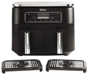 Фритюрник с горещ въздух Ninja AF300EU, 2470W, 7.6 л, 6 програми, 2 независими зони за готвене, Черен