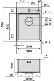 МЕТАЛНА МИВКА FALMEC GARDA 34 (38x51) inox