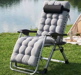Сгъваем градински шезлонг с възглавница TDC01-BK Черен