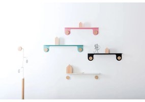 Стенен рафт от бяла стомана с детайли от дъбово дърво с 2 куки , дължина 70 см Hook - Gazzda