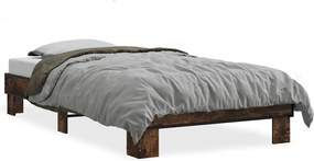 845884 vidaXL Рамка за легло, опушен дъб, 90x190 см, инженерно дърво и метал