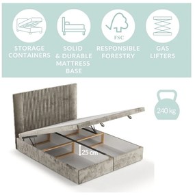 Сиво тапицирано двойно легло с място за съхранение 200x200 cm Mavel – Maison de Rêve