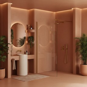 Параван за душ Rea Flexi Transparent / Brush Gold 110